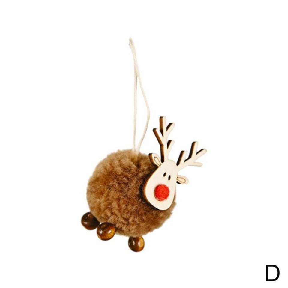 Christmas Elk Ornaments, Cute Christmas Tree Decorations Wooden Felt