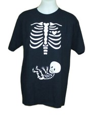 Maternity Skeleton Baby Black Long T-Shirt Funny Pregnancy Large