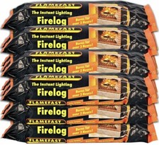 FLAMEFAST Instant Lighting Firelog Fireplace Fuel Fire Log 2 Hour Burn (3 PACK)