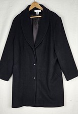 Preston York Coat Size 18W Shell 100 Wool - Lining 100 Acetate Black