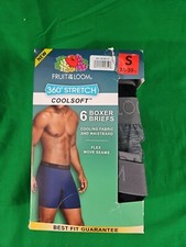 Fruit of the Loom Small Men's Boxer Briefs 6 Pack 360 Stretch Coolsoft Cooling