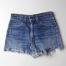 Vintage 60s Levi's Big E Jean Cut Off Shorts Denim Sz 27 Made in USA Orange Tab