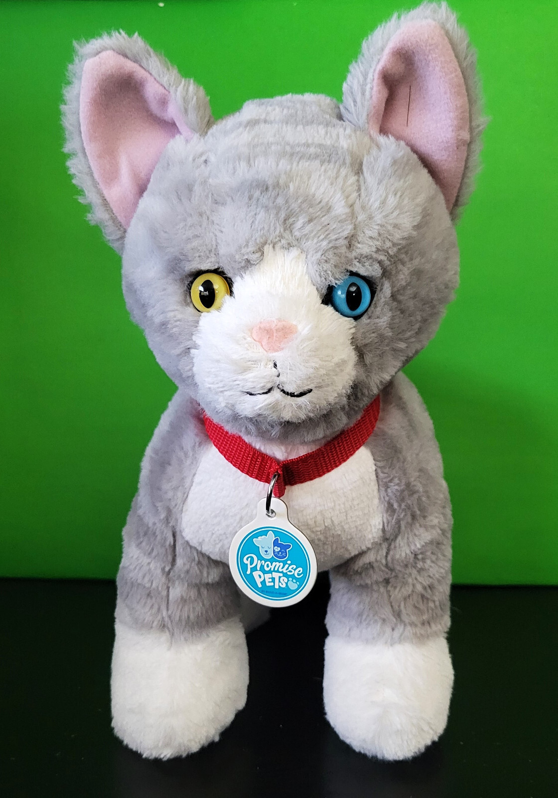 Build a Bear Grey Striped Kitten with Blue & Yellow Eye Promise Pet Plush BAB