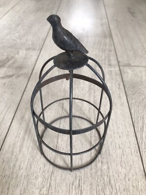 KLEINER METALL VOGELKÄFIG MIT VOGEL OBEN - HAUS DEKORATION ACCESSOIRE
