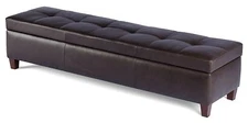 Contemporary Genuine Leather King Size Storage Bench, Chest, Ottoman