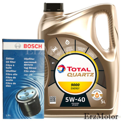MOTOROEL TOTAL  BOSCH OELFILTER 0 986 452 058 QUARTZ ENERGY 9000 5W40 5L FUER...