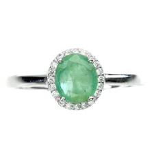 925 Sterling Silver Ring Oval Emerald 7x6mm Natural Gemstone Jewelry Size 9