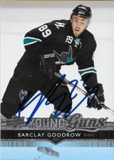 Signed Barclay Goodrow 2014-15 UD Young Guns San Jose Sharks Rookie Card
