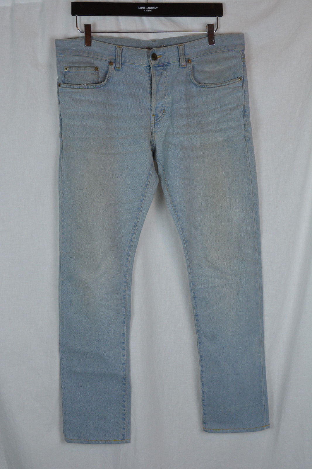 Jeans SAINT LAURENT PARIS D01 M SL LW lavaggio leggero effetto invecchiato slim fit 32 33