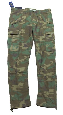 Polo Ralph Lauren Men's Green Camo Utility Surplus Slim Fit Ripstop Cargo  Pants