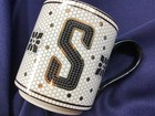 ANTHROPOLOGIE initial MONOGRAM margot MUG letter S vintage TILE motif NEW! — photo 1