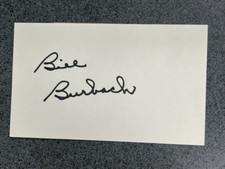 BILL BURBACH (1969) autographed 3x5 index card MLB Guaranteed to Pass