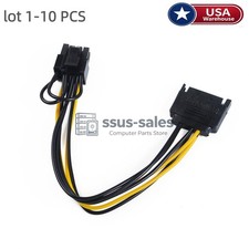 lot SATA 15Pin to PCIe 8  Pin 6 2 Video Card Power Supply Cable 20cm Short Lead