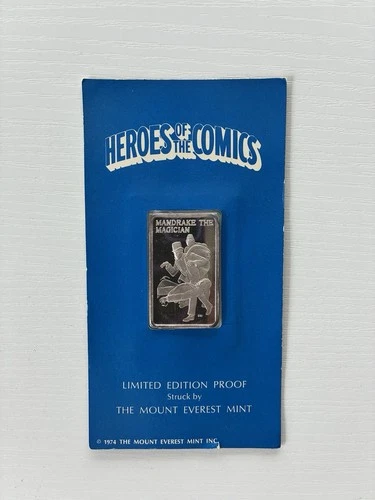 MANDRAKE THE MAGICIAN - 1974 - #267 Proof - Silver Art Bar - 1 Oz.  .999 Silver