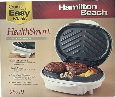 HAMILTON BEACH #25219 INDOOR CONTACT GRILL New, White DISCONTINUED ITEM