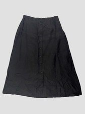 Talbots Women's Black SZ 14 Irish Linen A-Line Lined Midi Button Down Skirt NWT