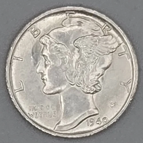 1940‑S Mercury Dime 10C Silver BU Full Bands Lustrous Strike Album Filler Coin