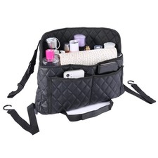 ANLEM Modern Minimalist Car Seat Storage Bag - Black Faux Leather Caddy - Aut...