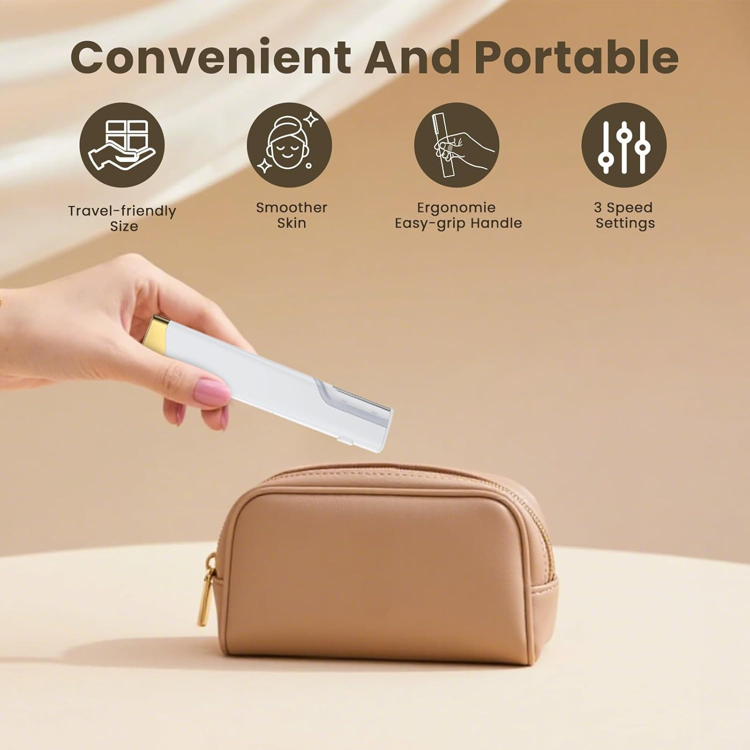 Sonic Dermaplane Razor for Women Face, Three-Speed Rechargeable Dermaplane Razor