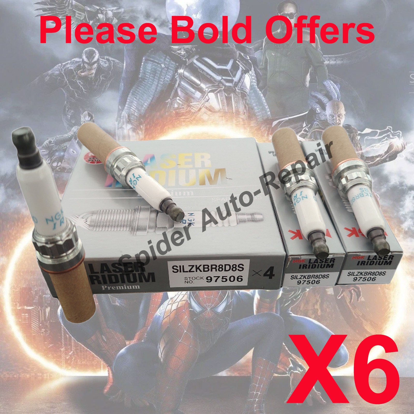 6X NGK97506 Laser Iridium Spark Plugs SILZKBR8D8S for BMW N54 3.0L135i 335i 535i