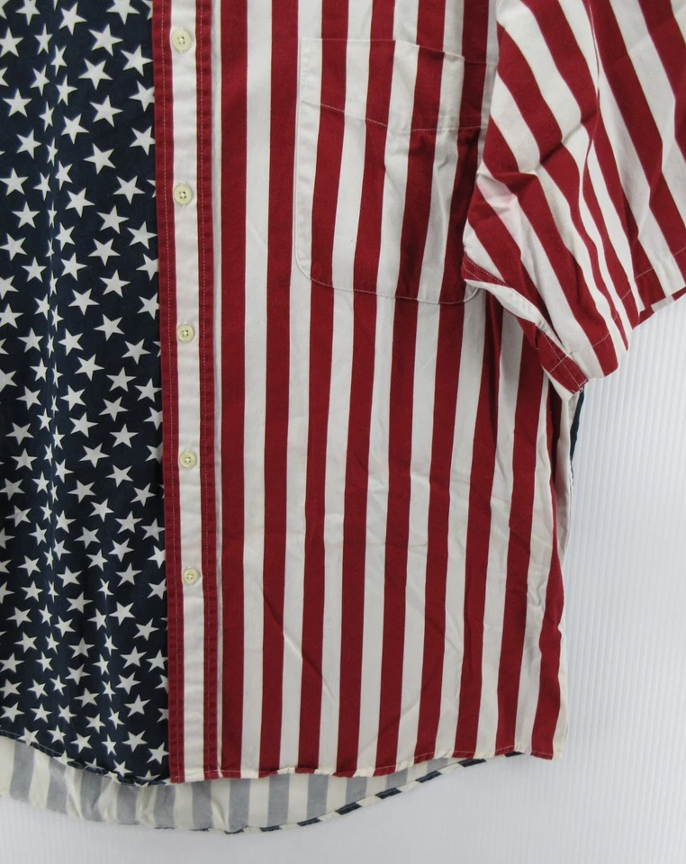 VINTAGE Structure Shirt Men Large Blue Red American Flag USA Patriot 90s Preppy* - Image 4 of 4