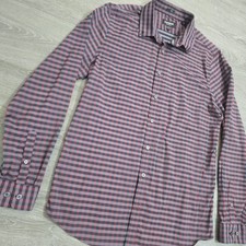 Express Slim Fit Stretch Moisture Wick Performance Shirt Black Red Check Men's L