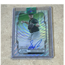 Bowman Sterling 2019 Sheldon Neuse Rookie Athletics Wave Auto /125 #BSPA-SN