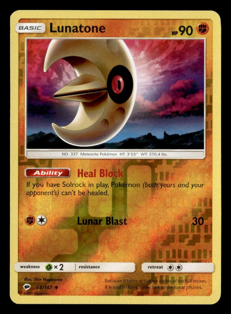Lunatone Uncommon Reverse Holo Plasma Storm 73/135 LP Pokémon TCG