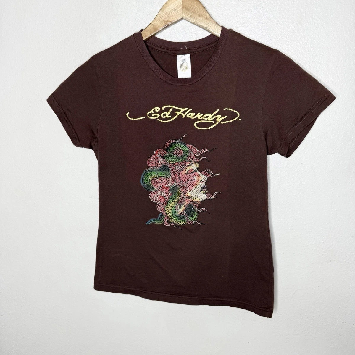 T-shirt Ed Hardy Kids Col V Manches Longues - Sarcelle, 100% Coton, Taille Regular, Neuf Avec étiquettes