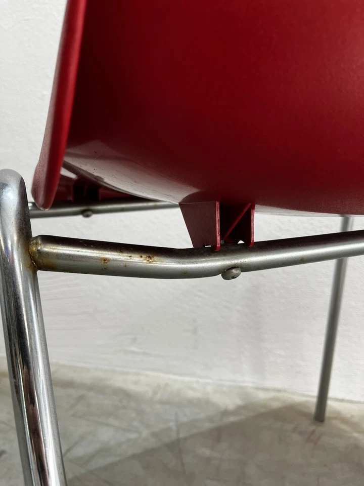 Kusch + Co Vintage Stapelstuhl Stuhl Rot 70er Jahre Sitzschale Klassiker - Bild 4 von 4
