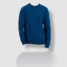 Alfani Men's Blue Textured Chevron Long-Sleeve Crewneck Sweater Size XXL