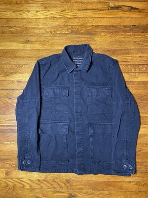 Pull & Bear Men s Black Denim Jacket Size XL Button Up Faded Workwear Heavy 