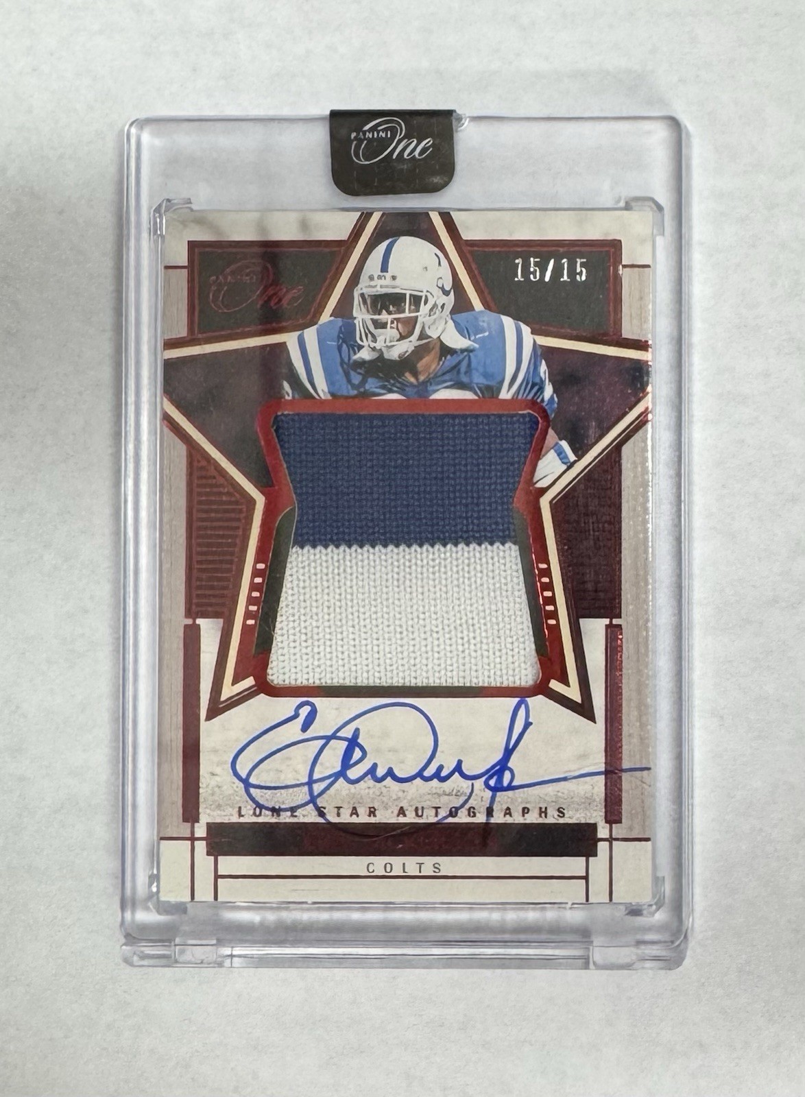 Eric Dickerson 2023 Panini One Lone Star Autographs #99 Red 15/15 Auto Patch