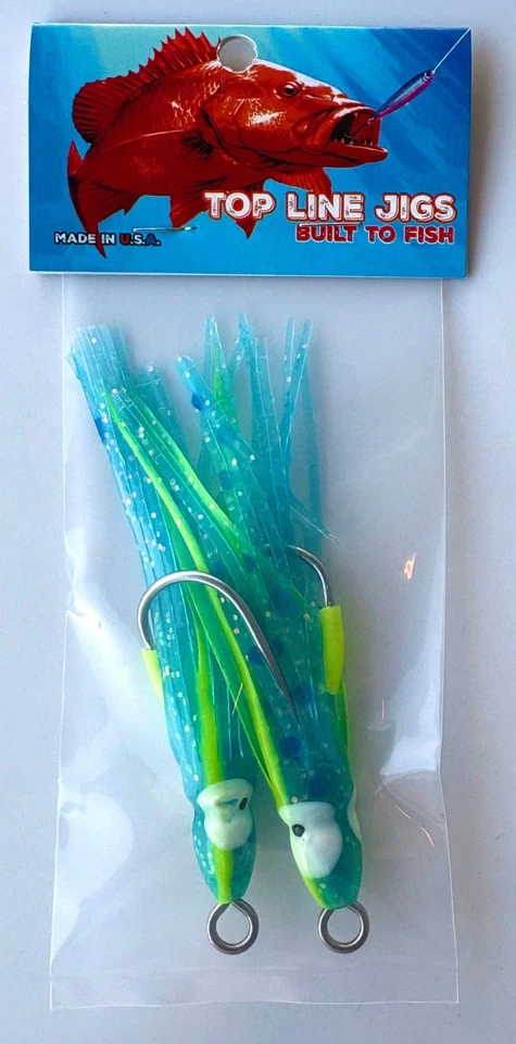 Pkg of 2 each Top Line Jigs 4.5" Squid Skirts (Hoochies) w/Swivel Hook Set Up - Image 3 of 3