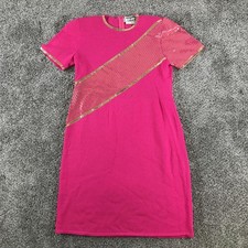 Vintage Don Sayres For Wellmore Dress Womens 14 Pink Sequin Knit Mod 60s