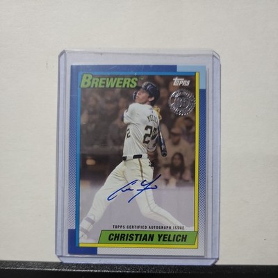 2025 Topps Series 1 - 1990 Topps Baseball Autographs Christian Yelich 22/50 (AU)