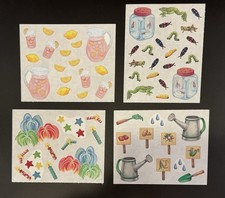 Creative Memories SUMMER SENSATION 4 block stickers, Lemonade, bugs, fireworks