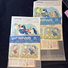 DONALD DUCK HUEY DEWEY & LOUIE Trimz Kut-Outs NOS 2 SETS OF 3 DECALS 1950'S FS