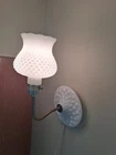 ANTIQUE- Milk Glass Electric  Wall Mount Reading/ Sconce Type Lamp & Shade ‼️