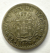 1900 Portugal 100 Reis Coin, 22.4mm, Copper-Nickel, XF Extremely Fine