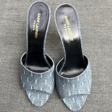 Saint Laurent Women s Blue Denim Logo Open To...