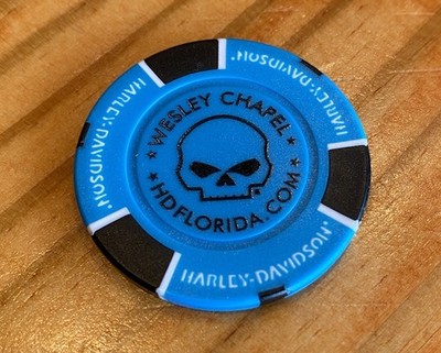 Wesley Chapel, Florida Harley Davidson Poker Chip / Turquoise & Black 