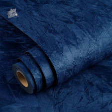 Blue Velvet Flocked Wallpaper 60x500cm Vintage Wall Furniture Coatings