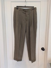 Chaps Ralph Lauren Men's 38×32 (36×32) Brown Pleated Cuffed Dress Pants