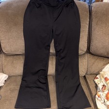 Halara Flex Mid Rise Side Zipper Pocket Work Flare Pants Womens Med Black