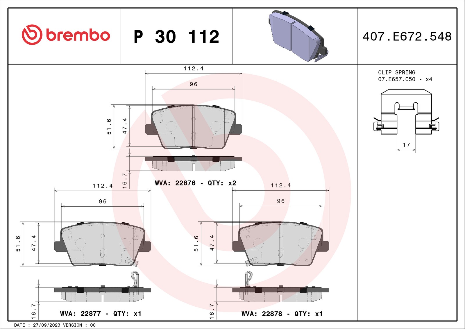 Für BREMBO KLOCKI SZCZEKI CYLINDERKI P 30 112 BRAKE PADS REAR - Bild 5