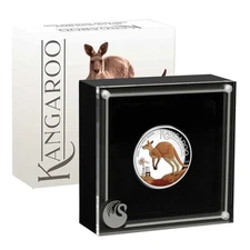 Australia 2024 $1 1-oz Silver Kangaroo High Relief Colorized w/ Box OGP & COA
