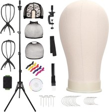 Demides 22'' Canvas Wig Head with 61'' Adjustable Tripod Stand, Tripod-beige