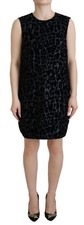 Dolce&Gabbana Women Black Dress 100% Polyester Leopard Print Bodycon Wrap IT 40