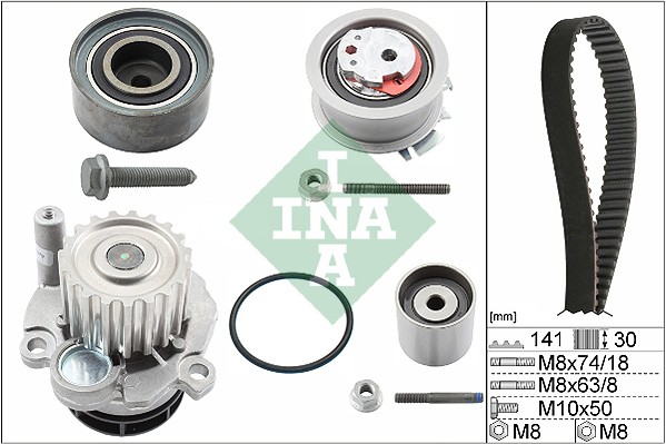 530 0405 30 INA Water Pump + Timing Belt Kit for Audi, Chrysler, Dodge, Jeep